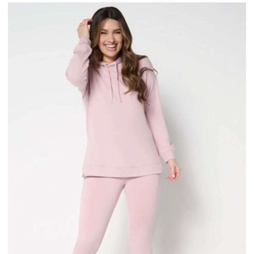 Barefoot Dreams NWT Size XS Stretch MC Butterchic Hoodie and Flare Pant Set Pink - Picture 2 of 6